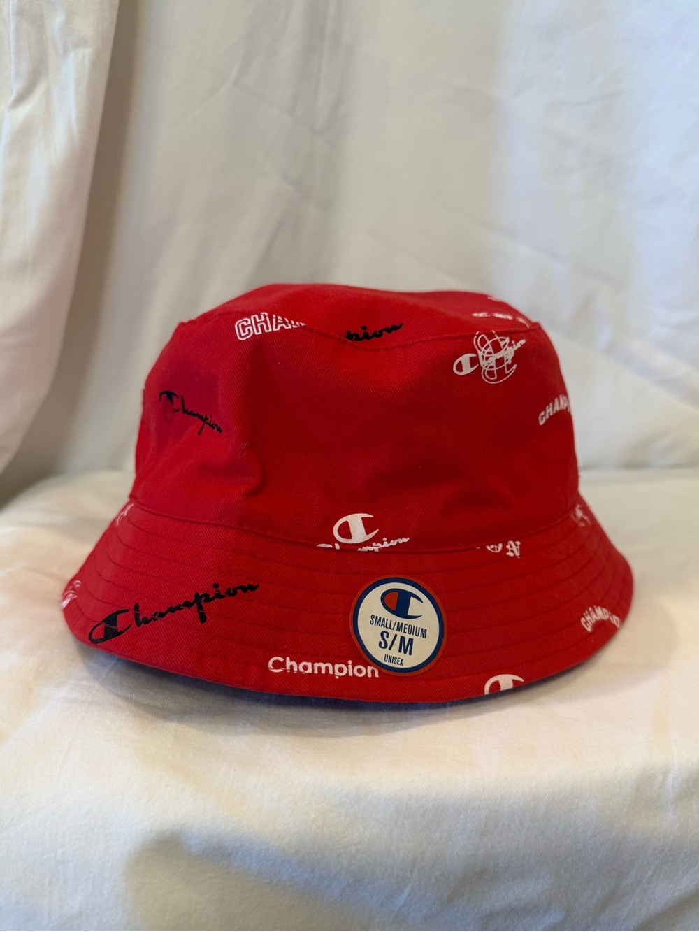 NWT Champion Reversible All Over Logo Bucket Hat Red S/M